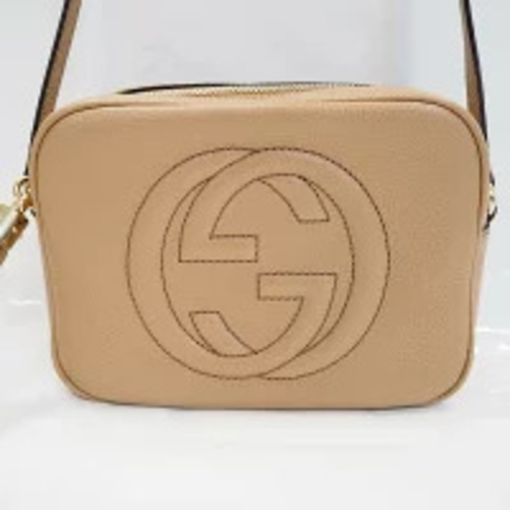 Gucci Soho Disco Shoulder Bag Leather Beige
